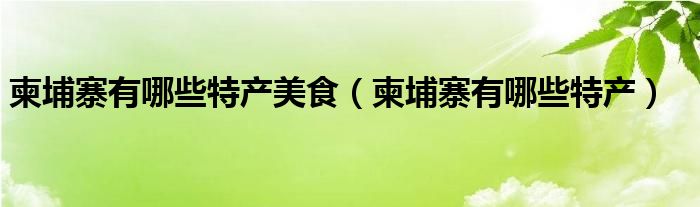 柬埔寨有哪些特产美食（柬埔寨有哪些特产）