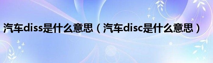 汽车diss是什么意思（汽车disc是什么意思）