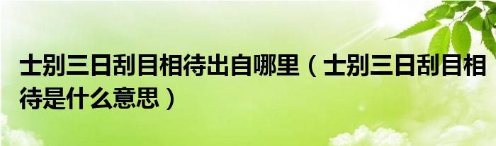 士别三日刮目相待出自哪里（士别三日刮目相待是什么意思）