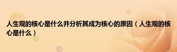 人生观的核心是什么并分析其成为核心的原因（人生观的核心是什么）