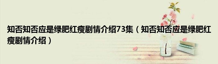 知否知否应是绿肥红瘦剧情介绍73集（知否知否应是绿肥红瘦剧情介绍）