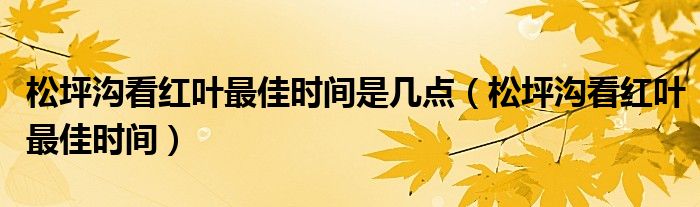 松坪沟看红叶最佳时间是几点（松坪沟看红叶最佳时间）