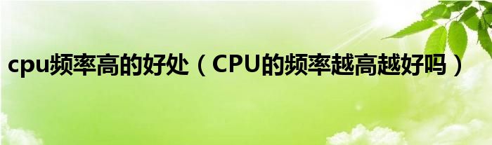 cpu频率高的好处（CPU的频率越高越好吗）