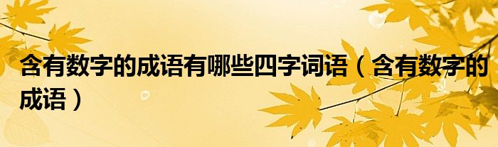 含有数字的成语有哪些四字词语（含有数字的成语）