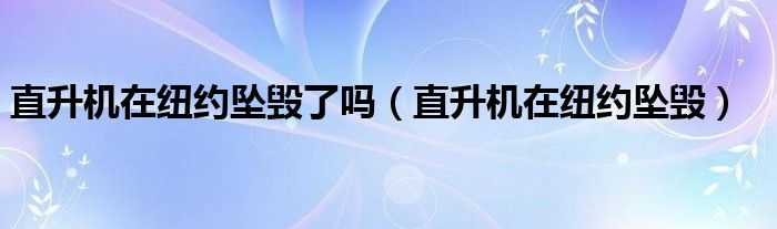 直升机在纽约坠毁了吗（直升机在纽约坠毁）