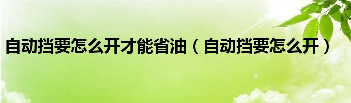 自动挡要怎么开才能省油（自动挡要怎么开）