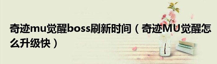 奇迹mu觉醒boss刷新时间（奇迹MU觉醒怎么升级快）