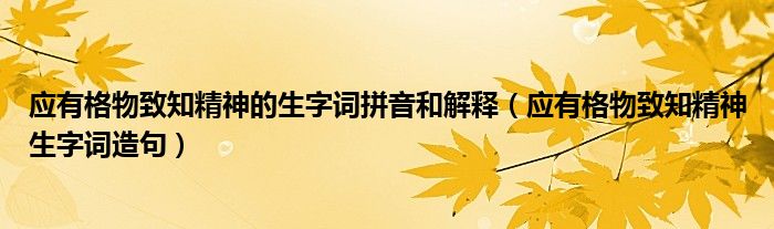 应有格物致知精神的生字词拼音和解释（应有格物致知精神生字词造句）