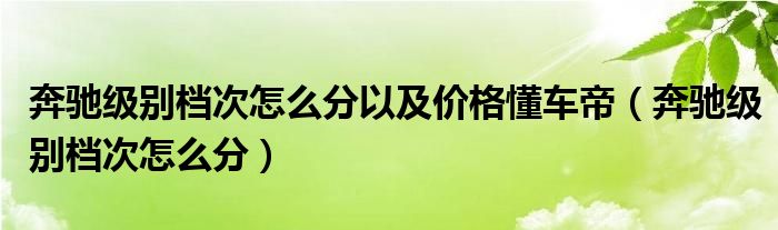 奔驰级别档次怎么分以及价格懂车帝（奔驰级别档次怎么分）