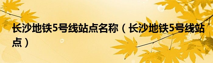 长沙地铁5号线站点名称（长沙地铁5号线站点）