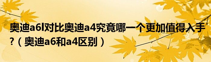 奥迪a6l对比奥迪a4究竟哪一个更加值得入手?（奥迪a6和a4区别）