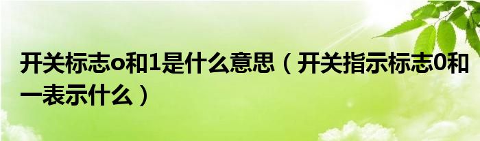 开关标志o和1是什么意思（开关指示标志0和一表示什么）