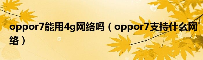 oppor7能用4g网络吗（oppor7支持什么网络）