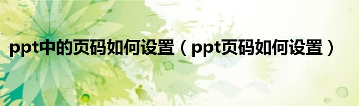 ppt中的页码如何设置（ppt页码如何设置）