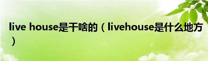 live house是干啥的（livehouse是什么地方）