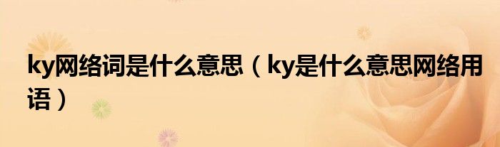 ky网络词是什么意思（ky是什么意思网络用语）