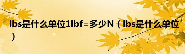 lbs是什么单位1lbf=多少N（lbs是什么单位）