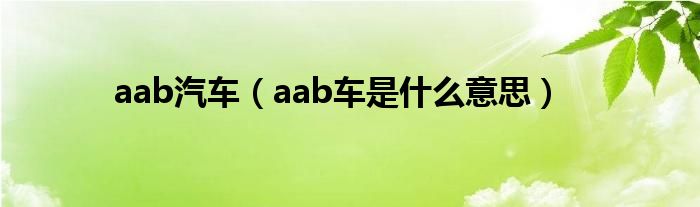 aab汽车（aab车是什么意思）