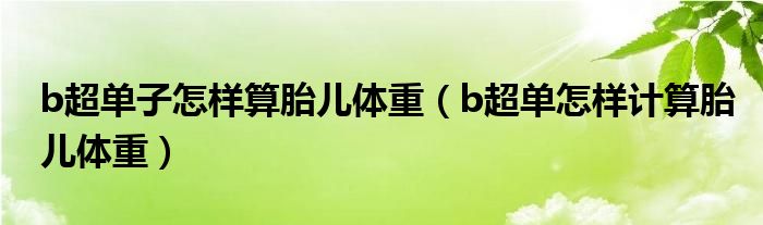 b超单子怎样算胎儿体重（b超单怎样计算胎儿体重）