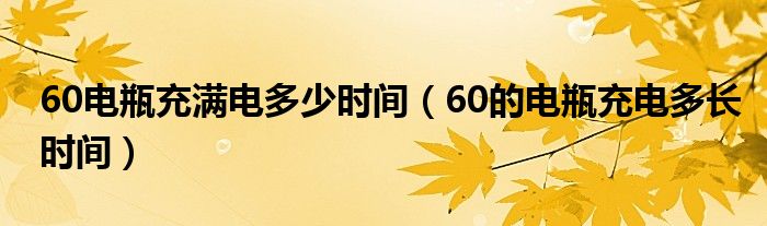 60电瓶充满电多少时间（60的电瓶充电多长时间）