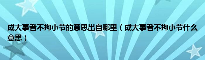 成大事者不拘小节的意思出自哪里（成大事者不拘小节什么意思）