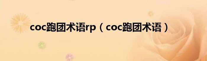 coc跑团术语rp（coc跑团术语）