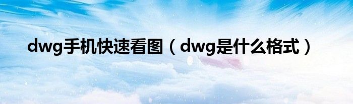 dwg手机快速看图（dwg是什么格式）