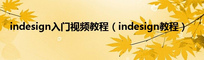 indesign入门视频教程（indesign教程）