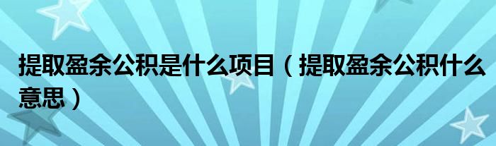 提取盈余公积是什么项目（提取盈余公积什么意思）