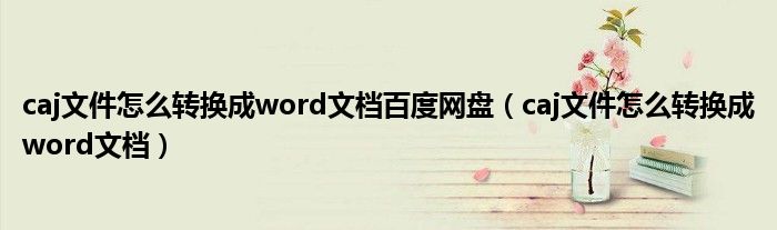 caj文件怎么转换成word文档百度网盘（caj文件怎么转换成word文档）