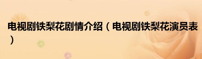 电视剧铁梨花剧情介绍（电视剧铁梨花演员表）