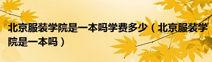 北京服装学院是一本吗学费多少（北京服装学院是一本吗）