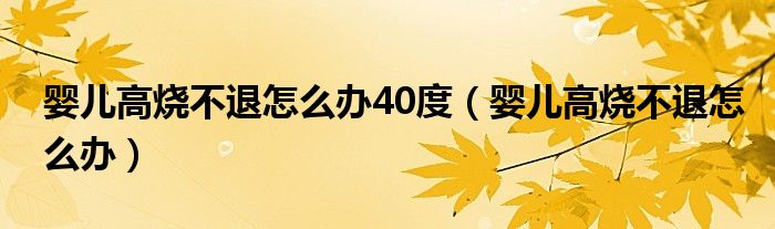 婴儿高烧不退怎么办40度（婴儿高烧不退怎么办）