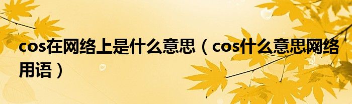 cos在网络上是什么意思（cos什么意思网络用语）