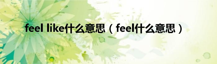 feel like什么意思（feel什么意思）