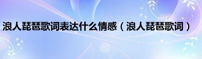 浪人琵琶歌词表达什么情感（浪人琵琶歌词）