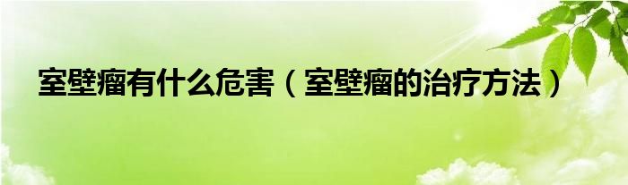 室壁瘤有什么危害（室壁瘤的治疗方法）