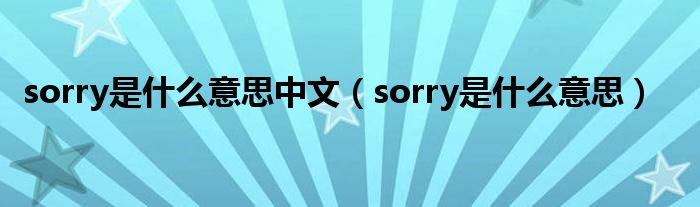 sorry是什么意思中文（sorry是什么意思）