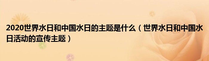 2020世界水日和中国水日的主题是什么（世界水日和中国水日活动的宣传主题）