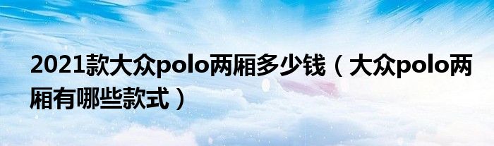 2021款大众polo两厢多少钱（大众polo两厢有哪些款式）