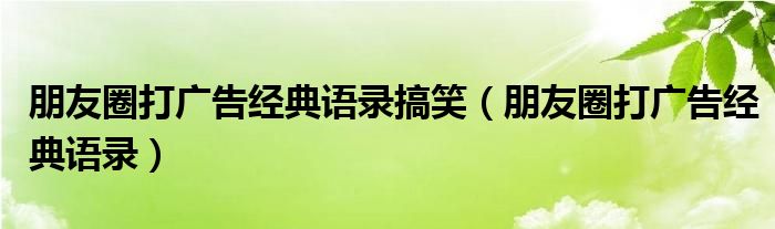 朋友圈打广告经典语录搞笑（朋友圈打广告经典语录）