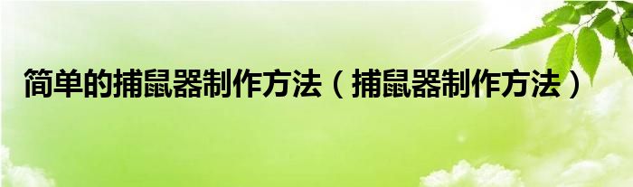 简单的捕鼠器制作方法（捕鼠器制作方法）