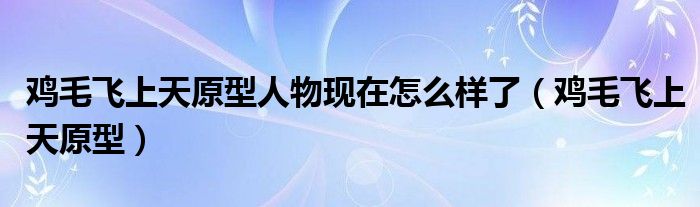 鸡毛飞上天原型人物现在怎么样了（鸡毛飞上天原型）