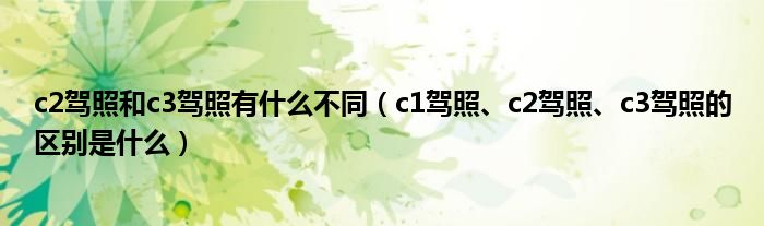 c2驾照和c3驾照有什么不同（c1驾照、c2驾照、c3驾照的区别是什么）