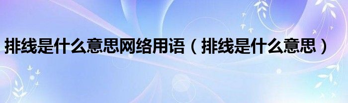 排线是什么意思网络用语（排线是什么意思）