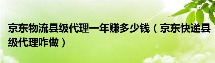 京东物流县级代理一年赚多少钱（京东快递县级代理咋做）