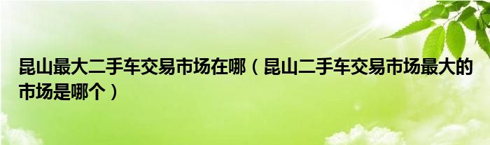 昆山最大二手车交易市场在哪（昆山二手车交易市场最大的市场是哪个）