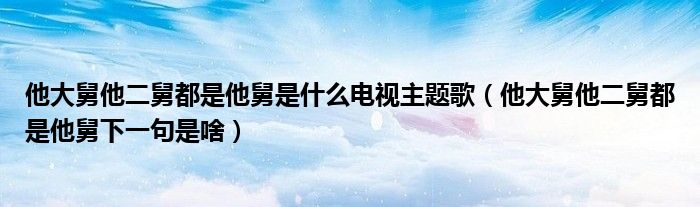 他大舅他二舅都是他舅是什么电视主题歌（他大舅他二舅都是他舅下一句是啥）