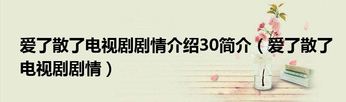 爱了散了电视剧剧情介绍30简介（爱了散了电视剧剧情）