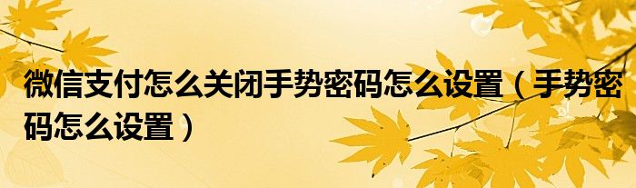 微信支付怎么关闭手势密码怎么设置（手势密码怎么设置）